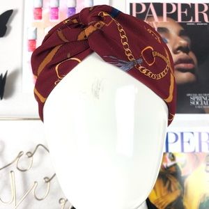 STYLISH DESIGNER HANDMADE TURBAN MERLOT & CHAINS HEADBAND